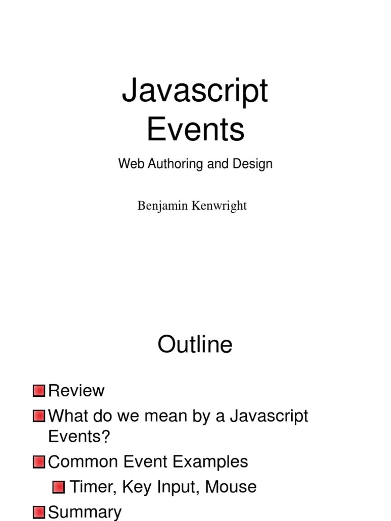 120 Javascript - Events | Download Free PDF | Java Script | Computing
