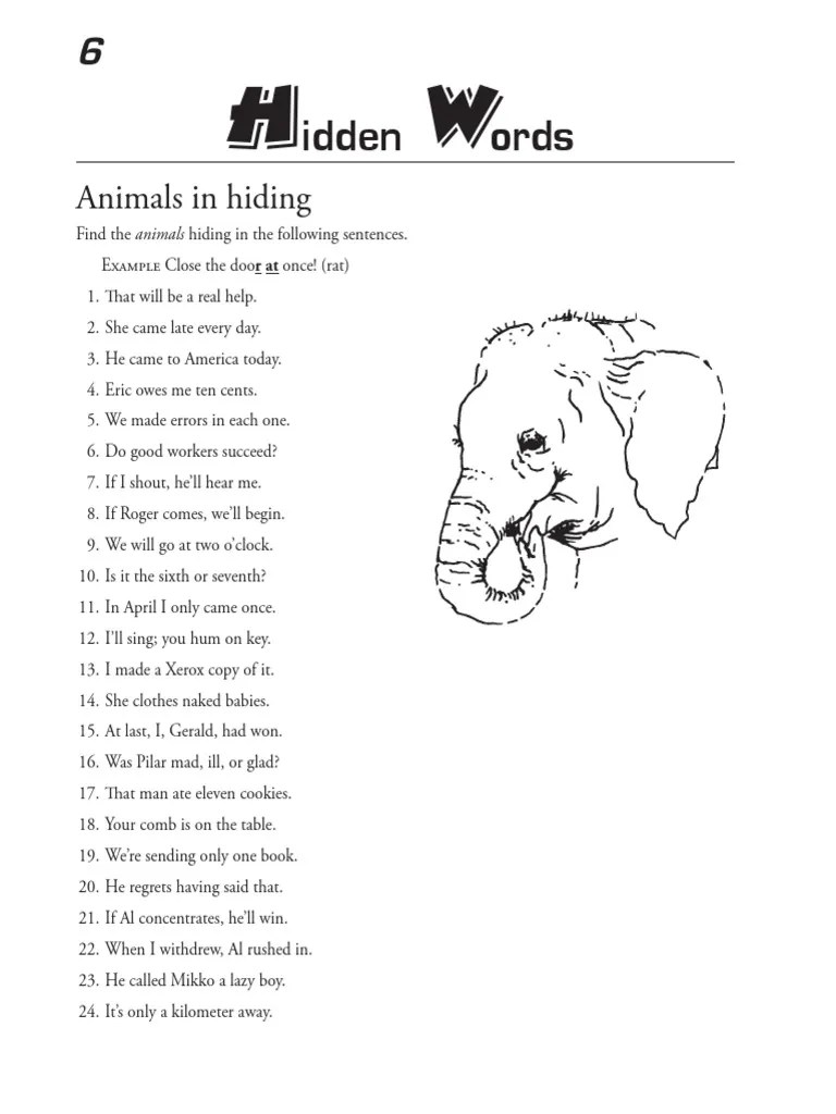 Hidden Words Animals In Hiding | PDF