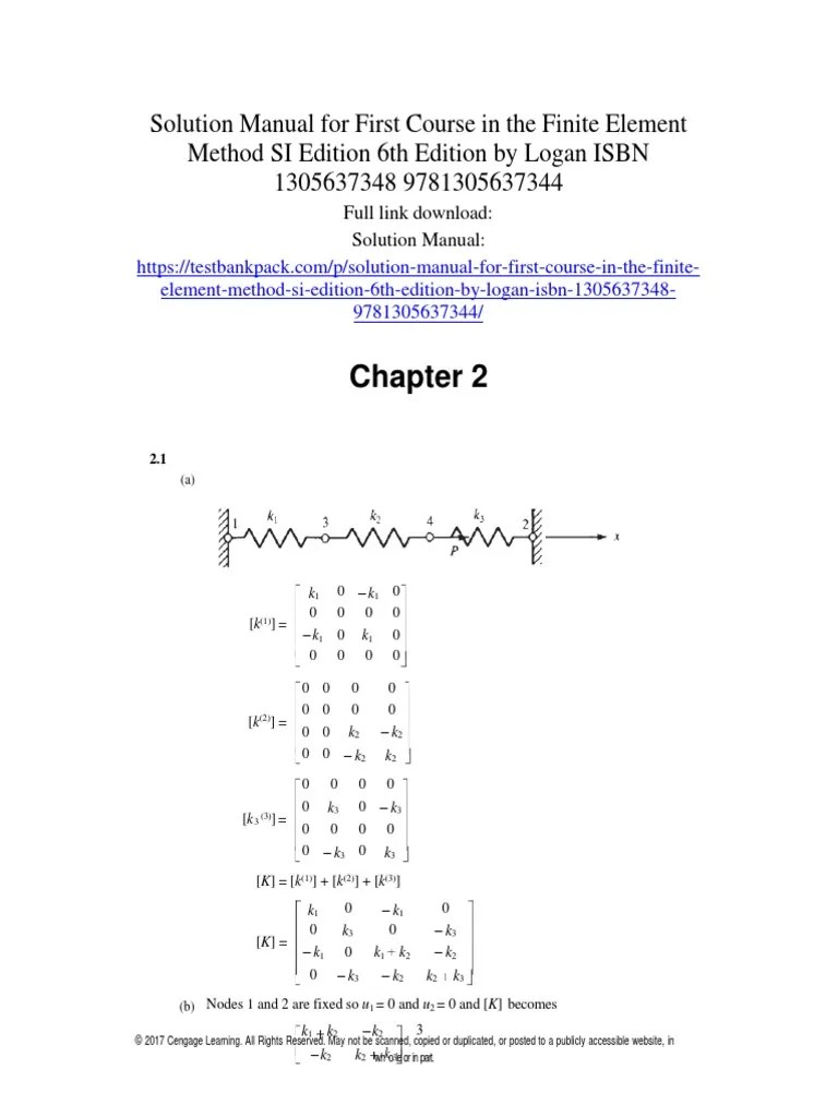 First Course In The Finite Element Method SI Edition 6th Edition By ...