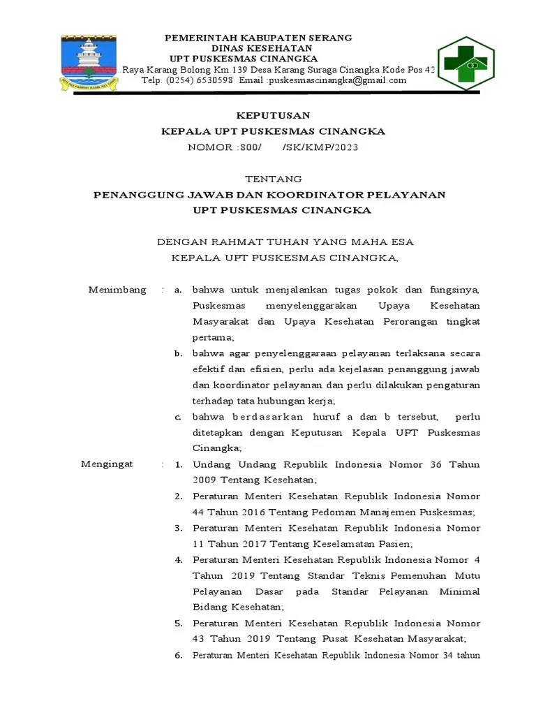 Ep 1 SK PJ Koordinator Program Dan Unit Layanan 2023 | PDF