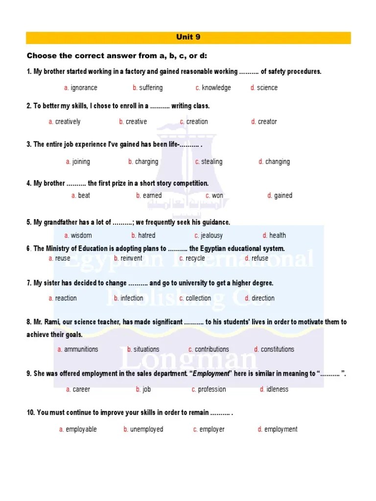 Secondary 3 Exercises Unit 9 | PDF | Exploitation Of Labour