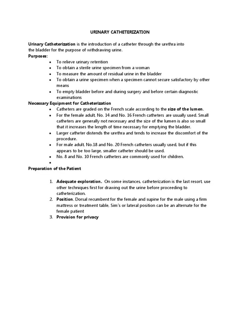 Urinary Catheterization | PDF | Genitourinary System | Diseases And Disorders