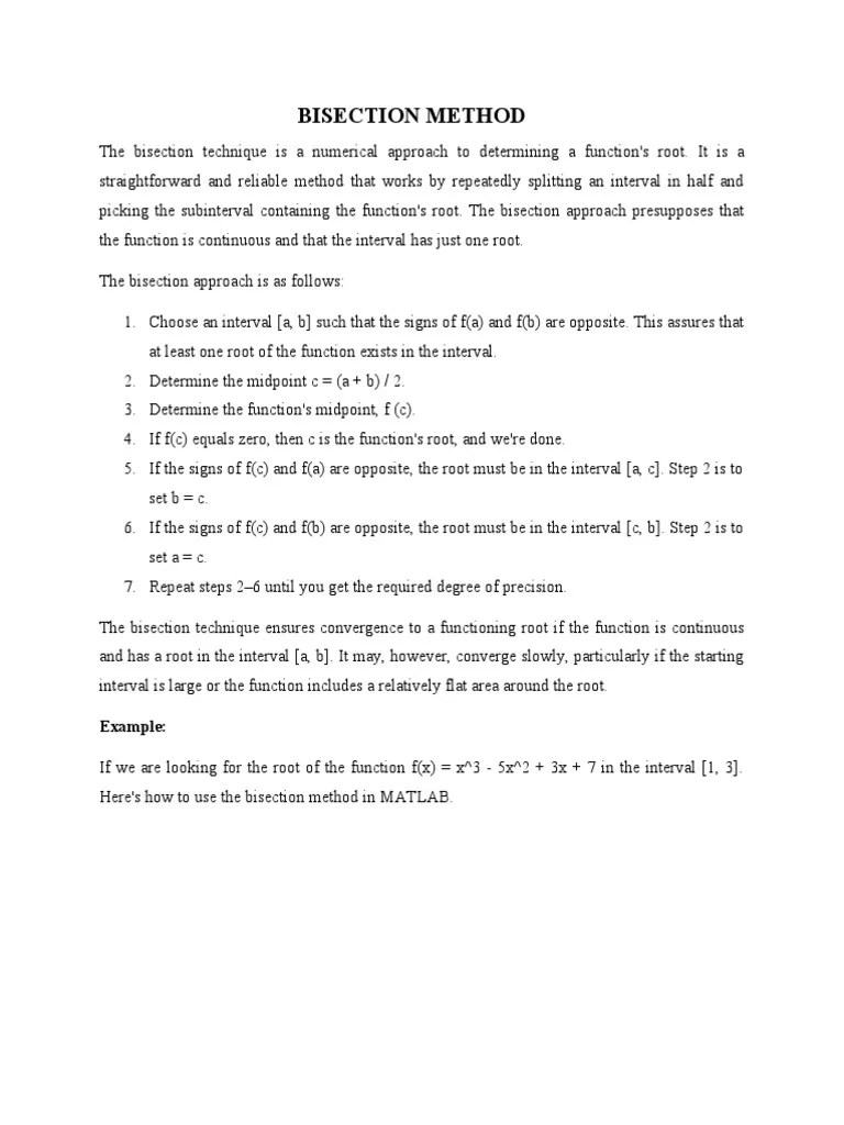 Bisection Method | Download Free PDF | Numerical Analysis | Algorithms