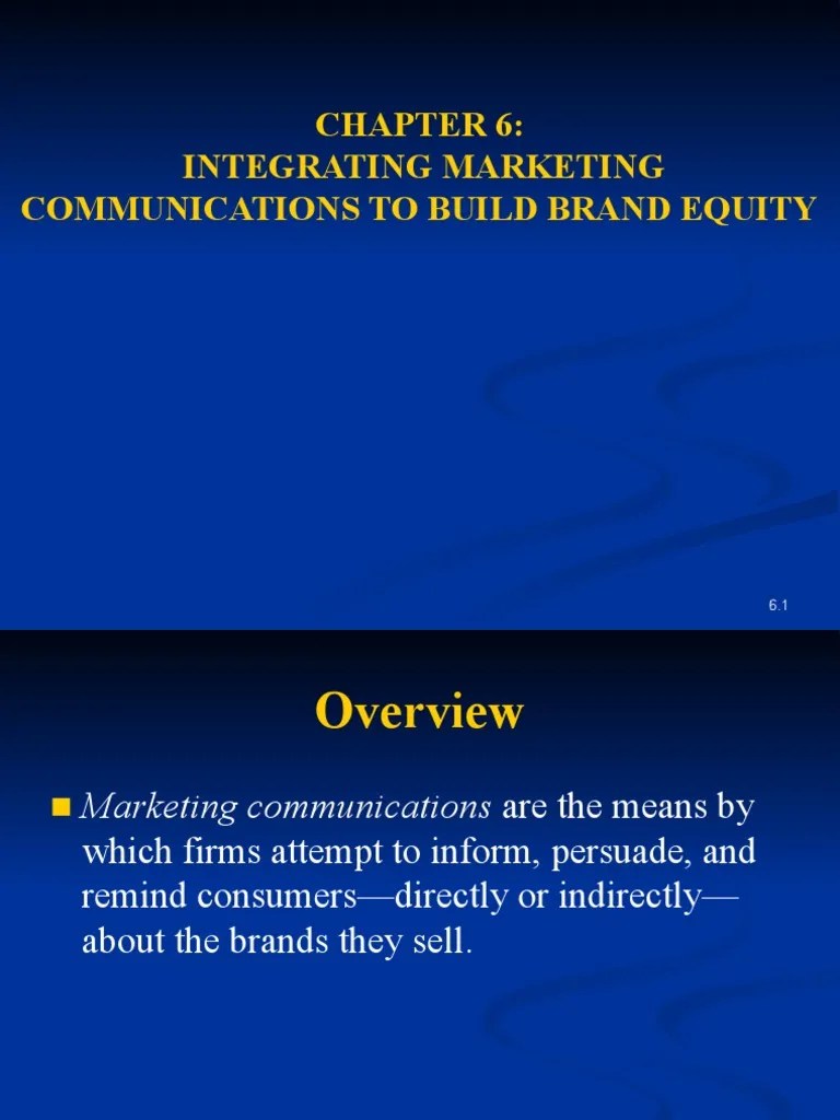 Note Chapter 6 Integrating 111marketing Communications To Build Brand ...