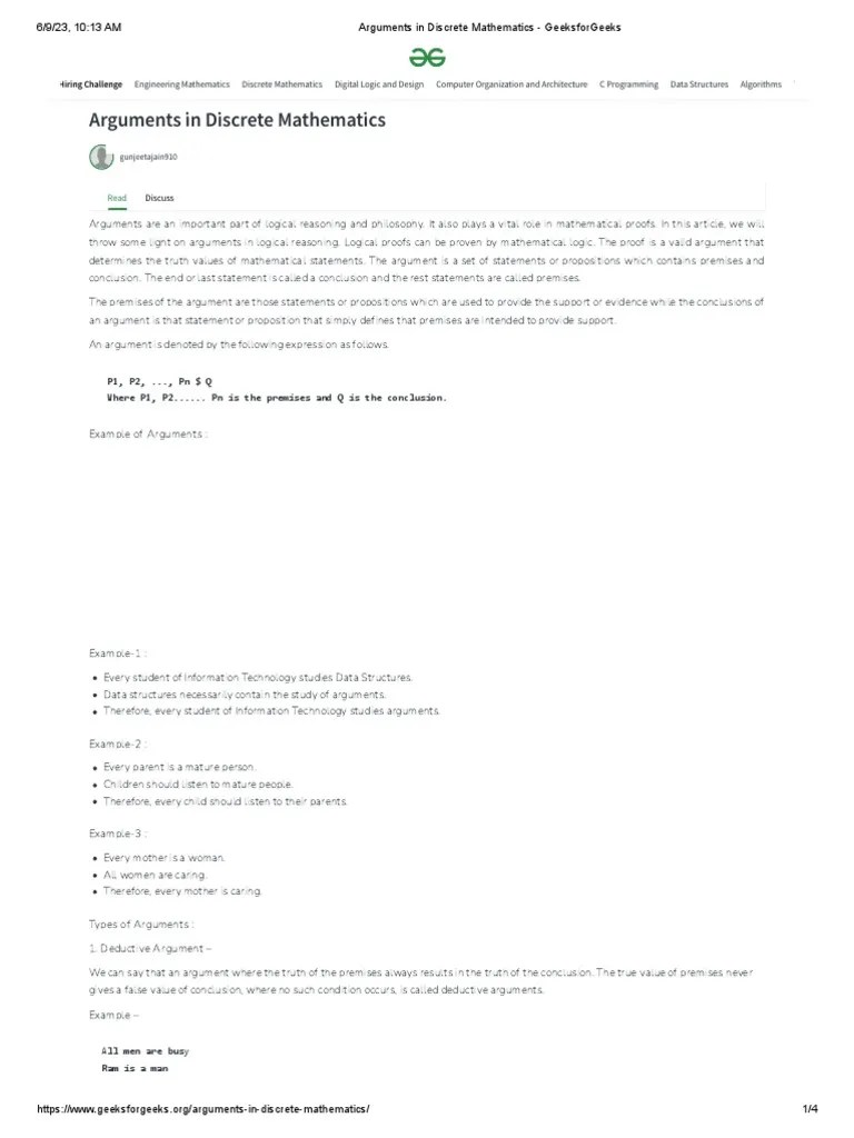 Arguments In Discrete Mathematics | PDF | Argument | Deductive Reasoning