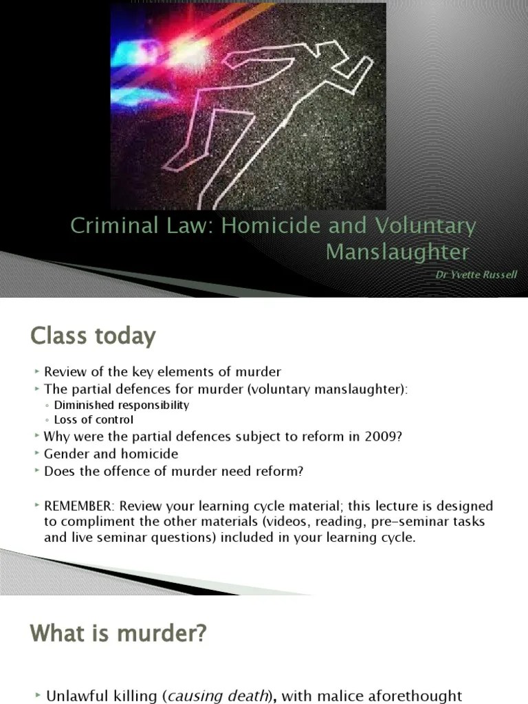 Homicide And Voluntary Manslaughter | PDF | Manslaughter | Criminal Justice