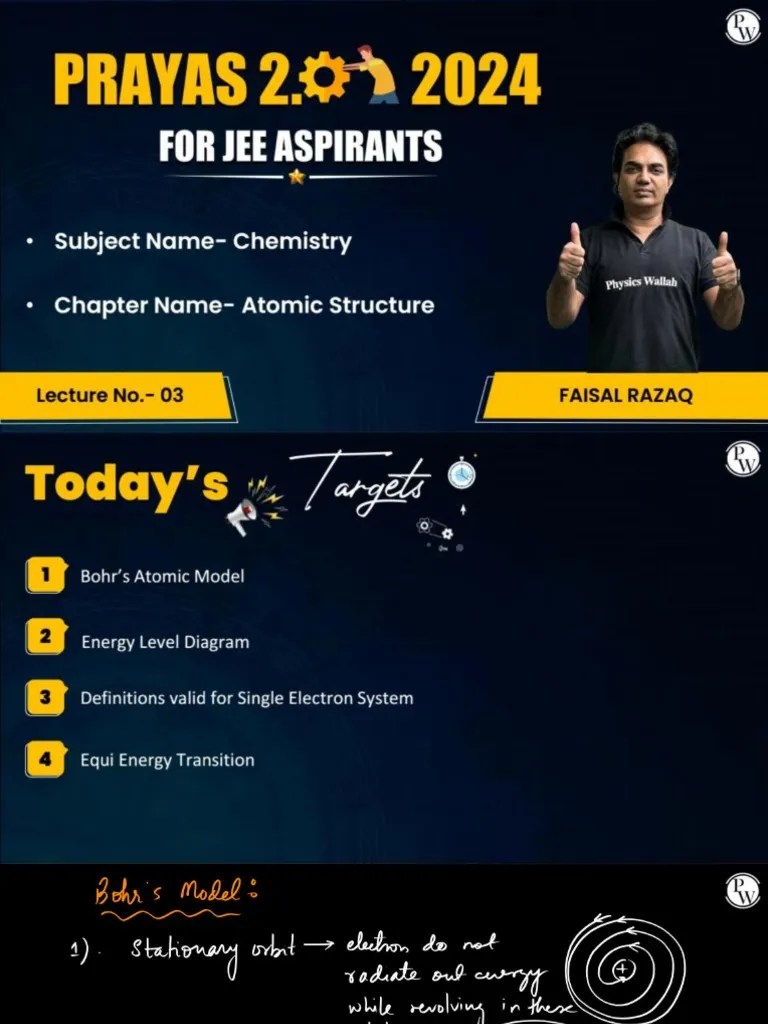 Atomic Structure 03 _ Class Notes __ Prayas JEE 2.0 2024 | PDF
