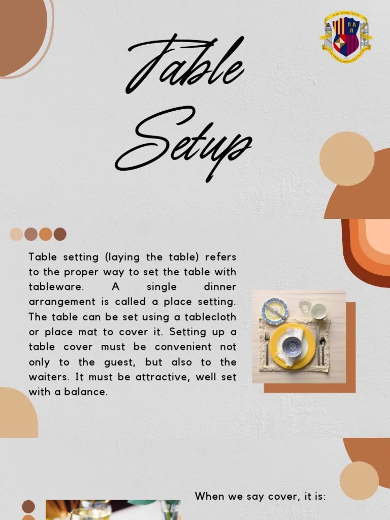 Table Setup | PDF | Tableware | Cooking