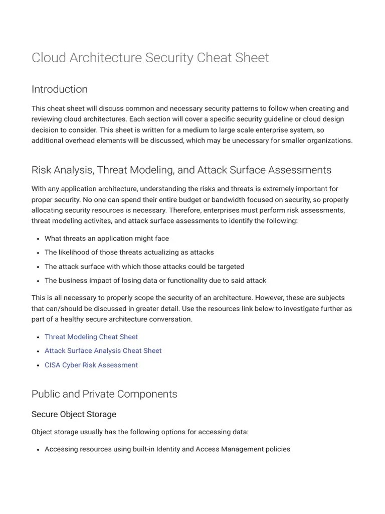 Secure Cloud Architecture - OWASP Cheat Sheet Series | PDF | Cloud ...