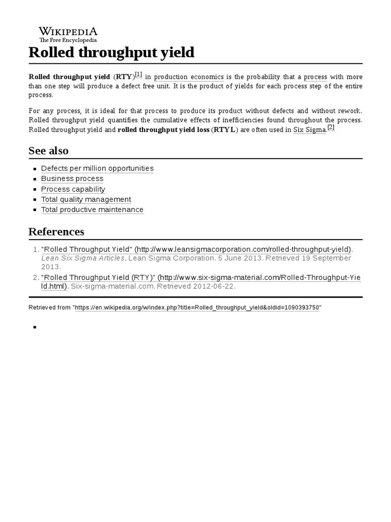 Rolled Throughput Yield | PDF