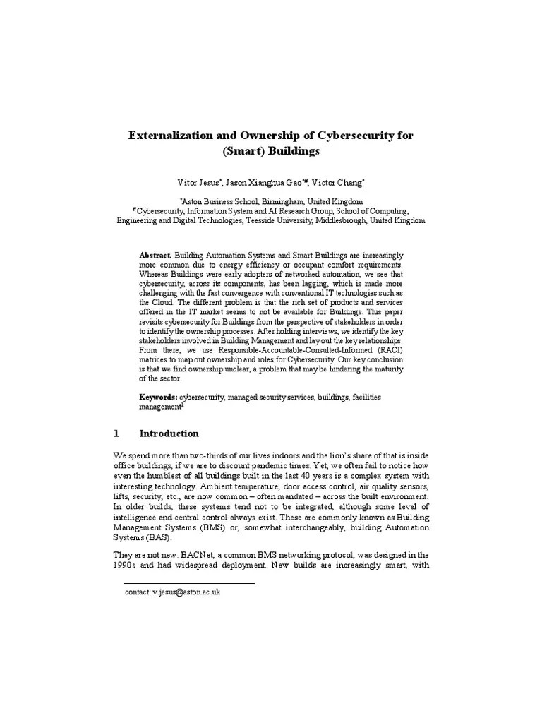 Cybersecurity For Buildings | PDF | Computer Security | Security