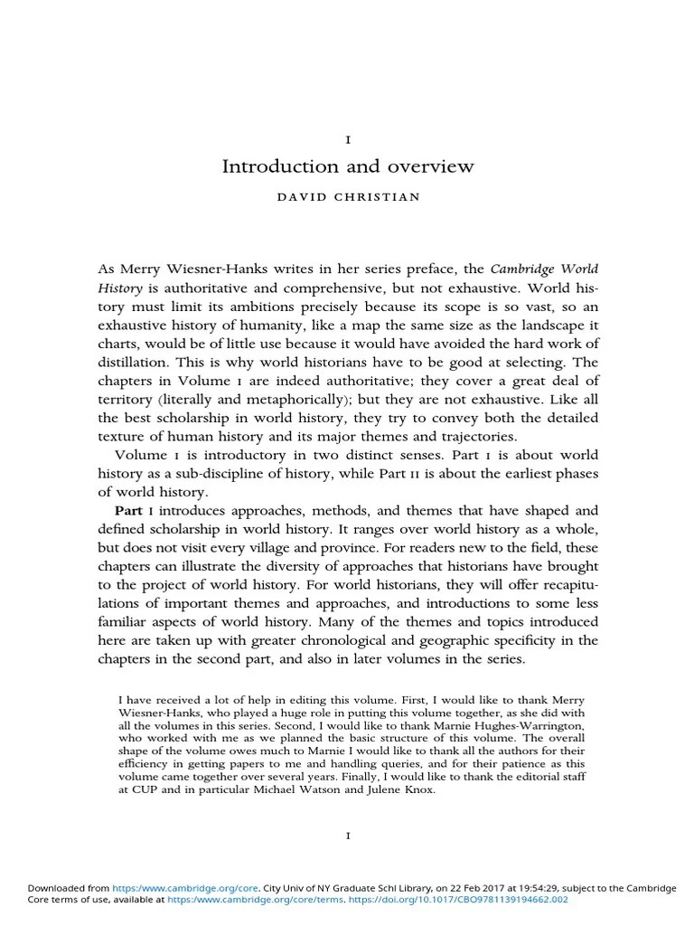 Christian, David. The Cambridge World History. Introduction And ...