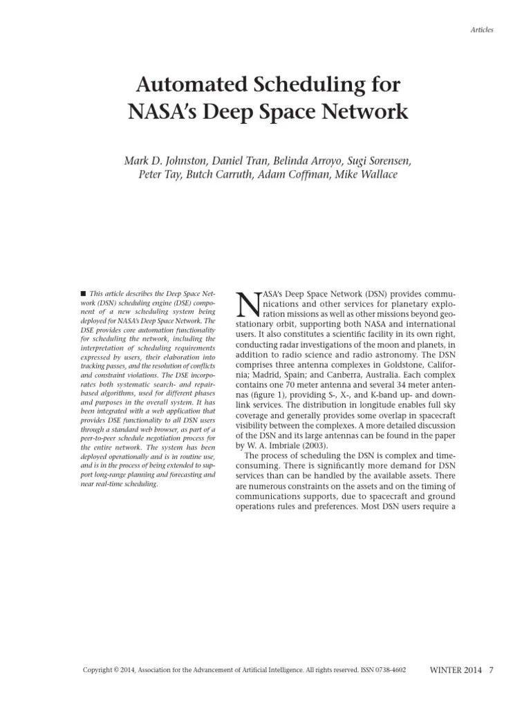Automated Scheduling For NASA's Deep Space Network | PDF | Nasa Deep ...