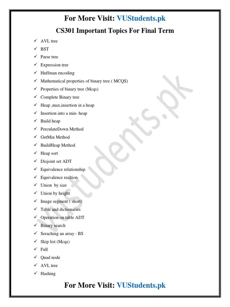CS301 Important Topics For Final Term | PDF | Teaching Methods ...