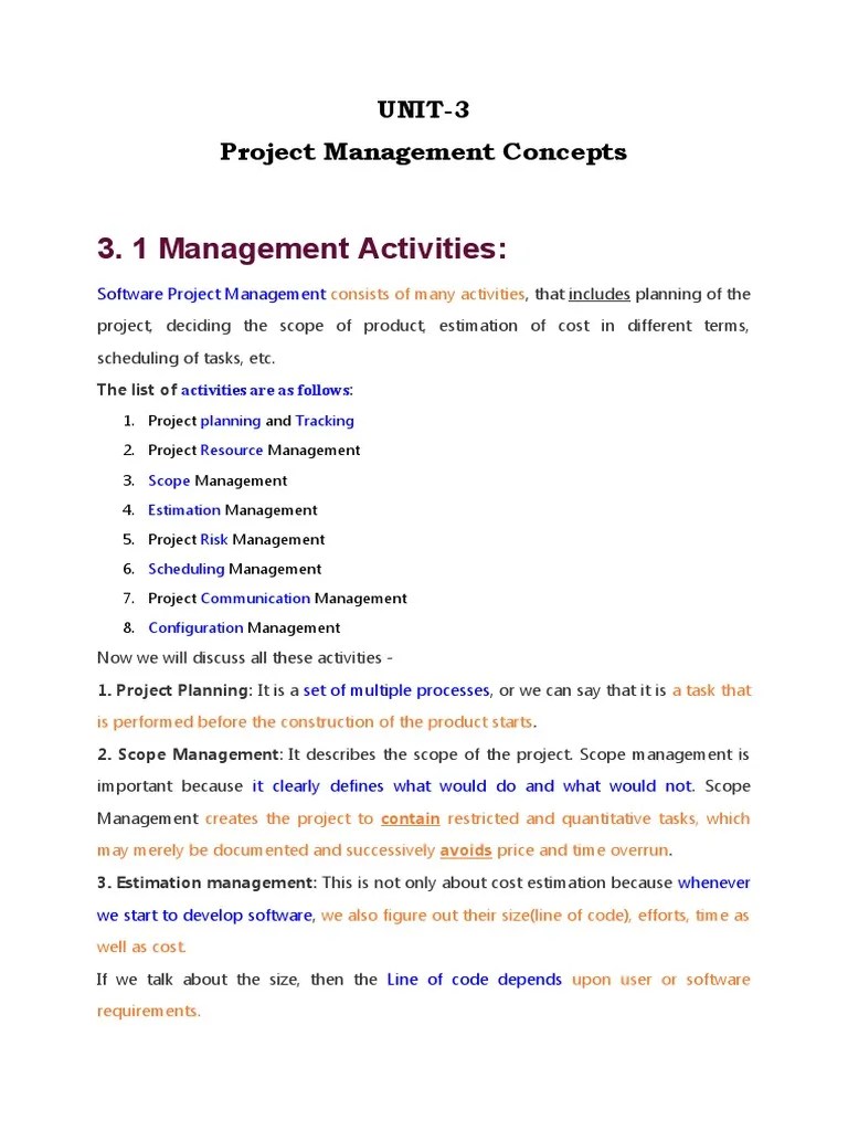 UNIT-3 Project Management Concepts - Sessional | PDF | Risk | Risk ...