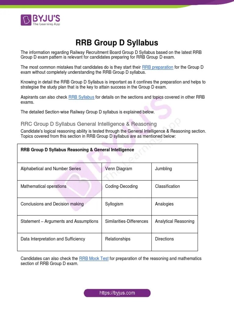 RRB Group D Syllabus | PDF | Mathematics | Science