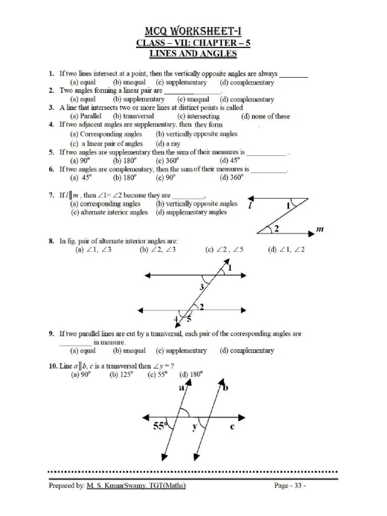 7th Maths - Lines&Angles | PDF