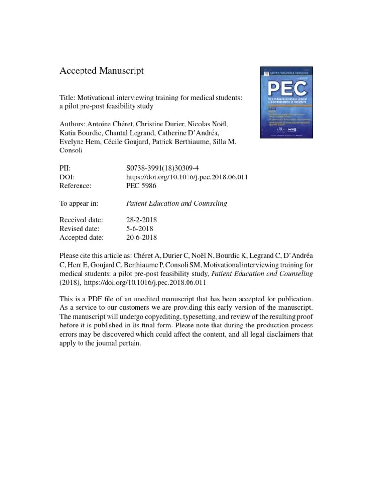 Motivational Interviewing Training For Medical Students | PDF | Health Care | Social Programs