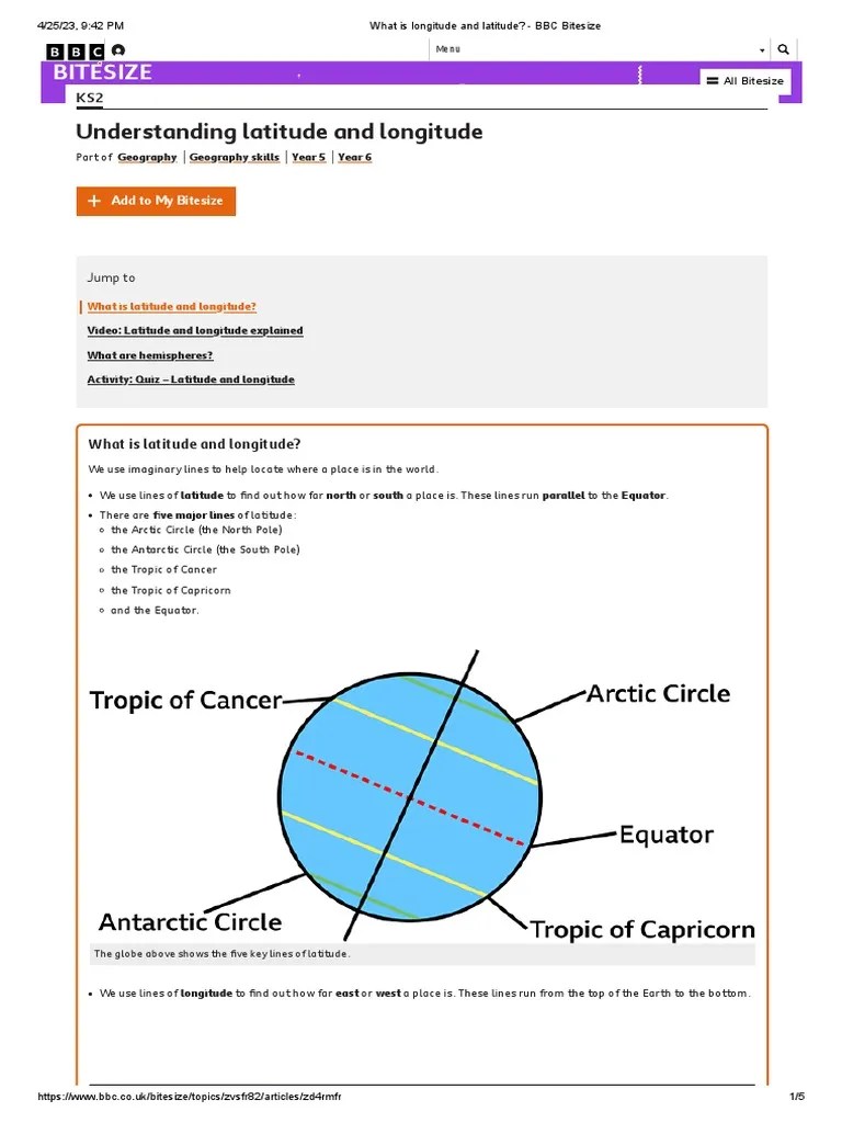 What Is Longitude And Latitude - BBC Bitesize | Download Free PDF ...