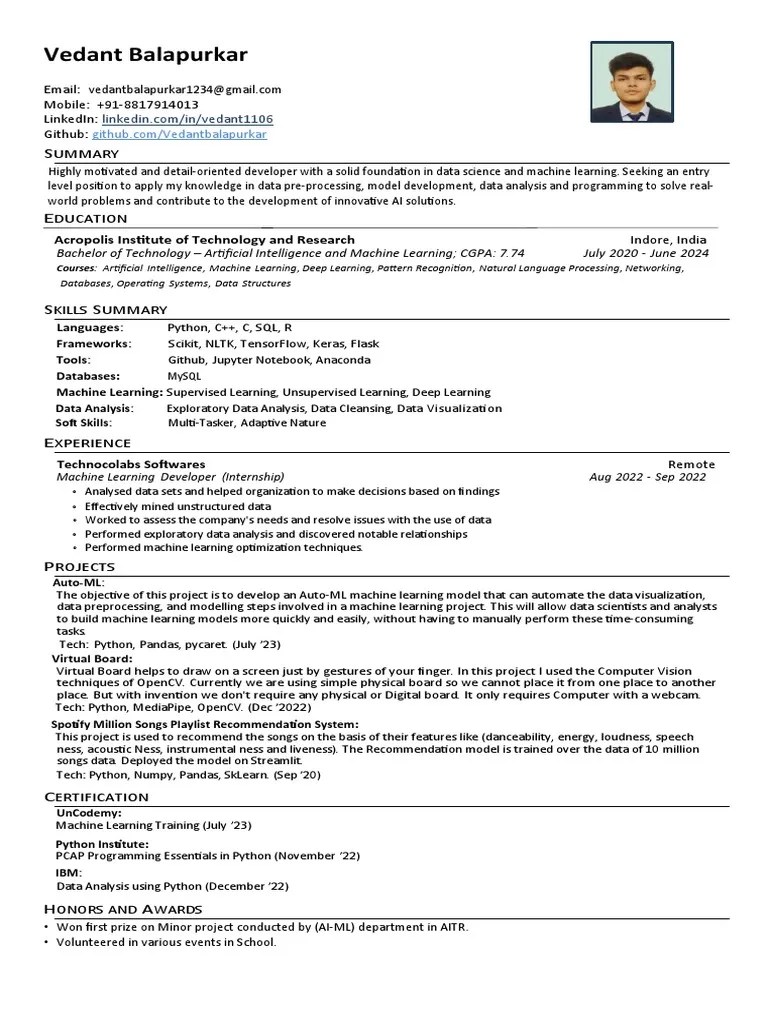 Resume Template By Anubhav | PDF | Machine Learning | Artificial ...