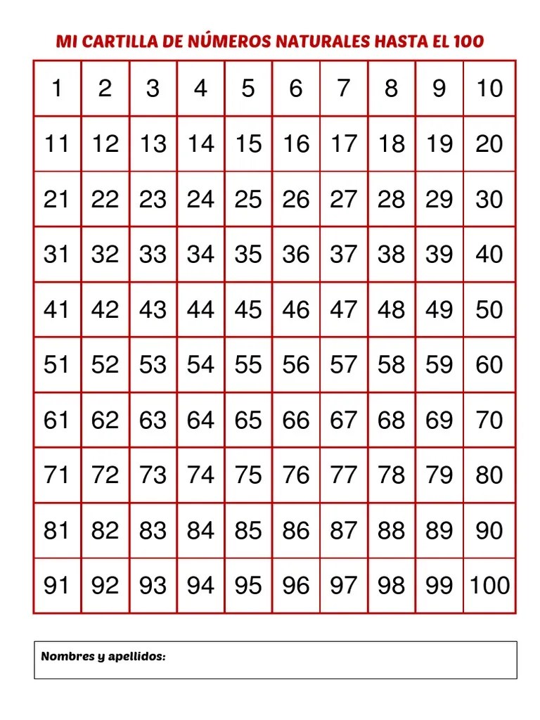 Mi Cartilla De Números Naturales Hasta El 100 | PDF