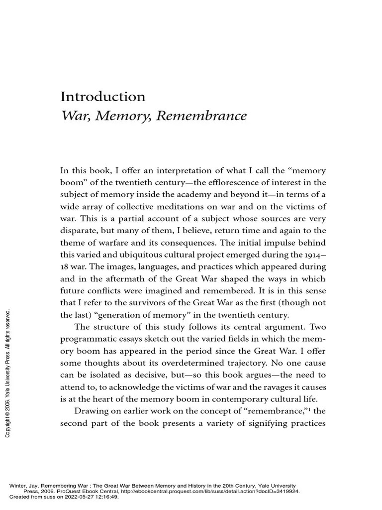 Remembering War The Great War Between Memory And H... - (Introduction War Memory Remembrance ...