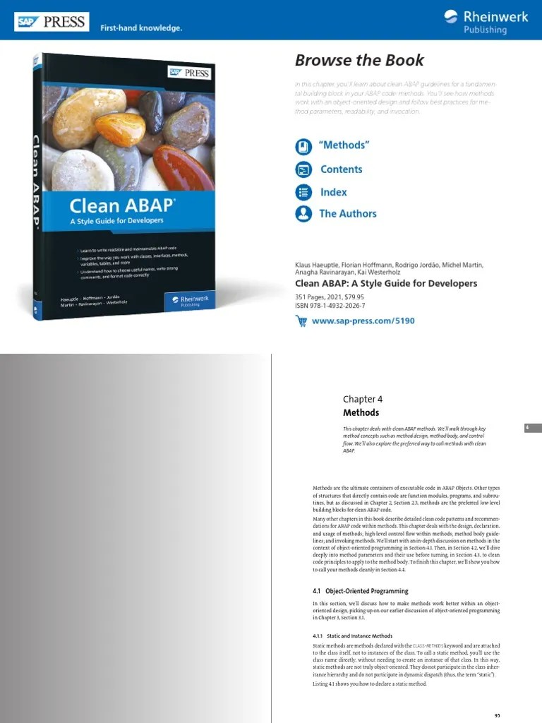 Reading Sample Sap Press Clean Abap Updated | PDF | Method (Computer ...