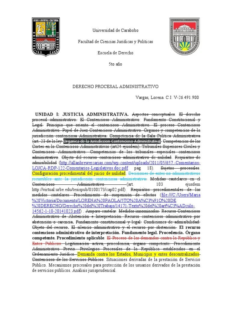Derecho Procesal Administrativo | PDF | Jurisdicción | Ley Procesal