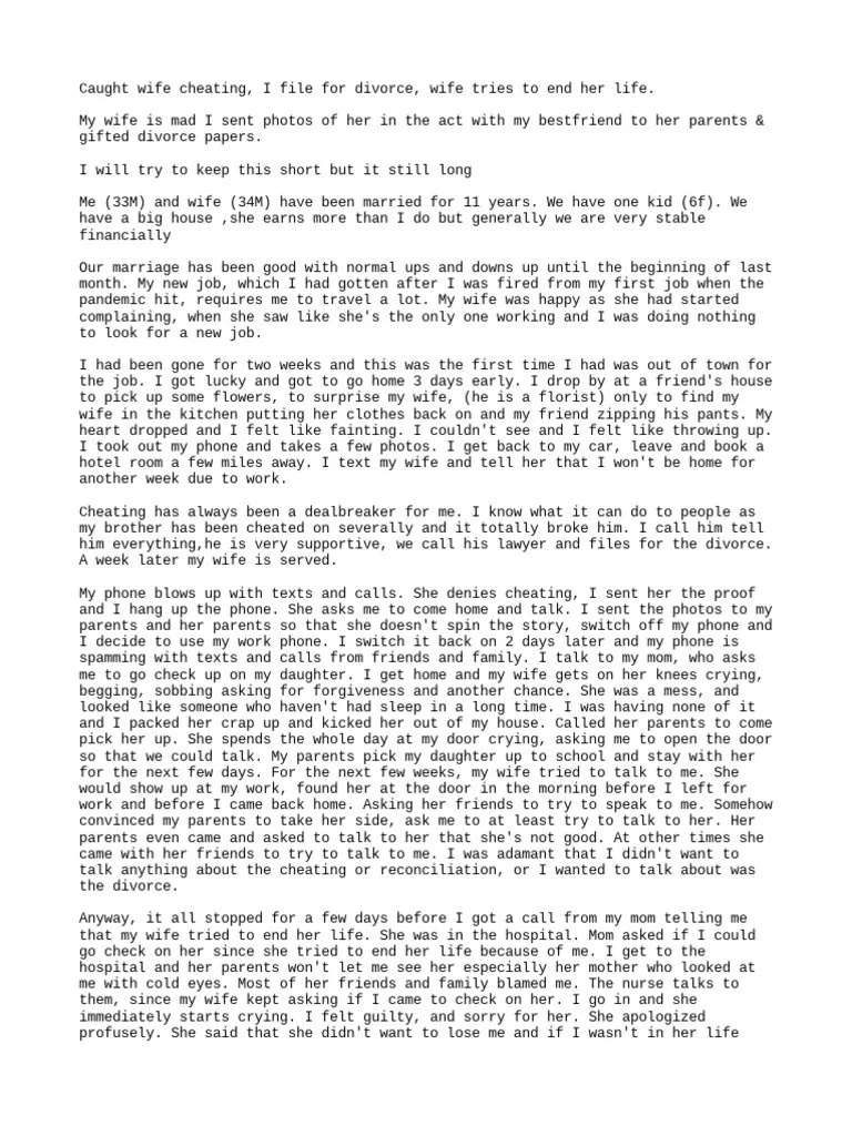 Caught Wife Cheating, I File For Divorce, Wife Tries - 2495856 | PDF ...