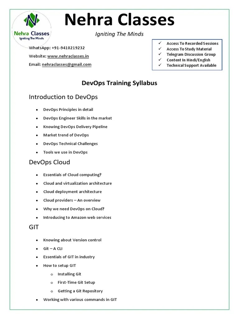 Nehra Classes DevOps Syllabus | PDF | Computer Architecture | Computing