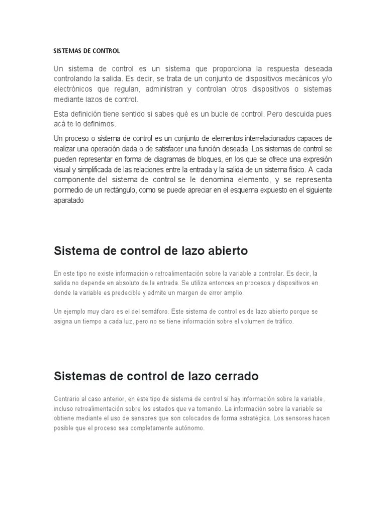 Sistemas De Control I | PDF