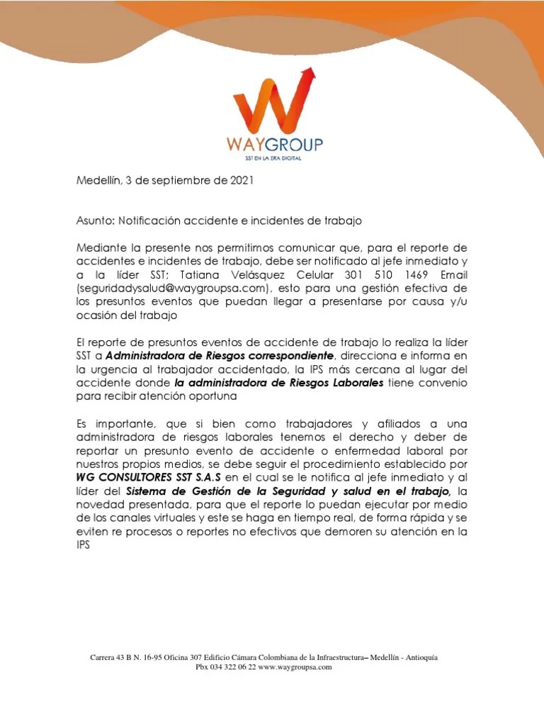 Notificación Accidente E Incidentes De Trabajo | PDF