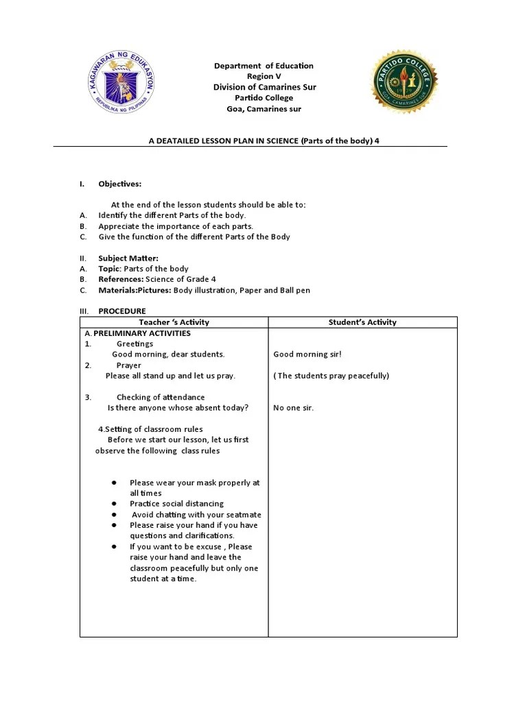 Science 4-Checked Lesson Plan | PDF