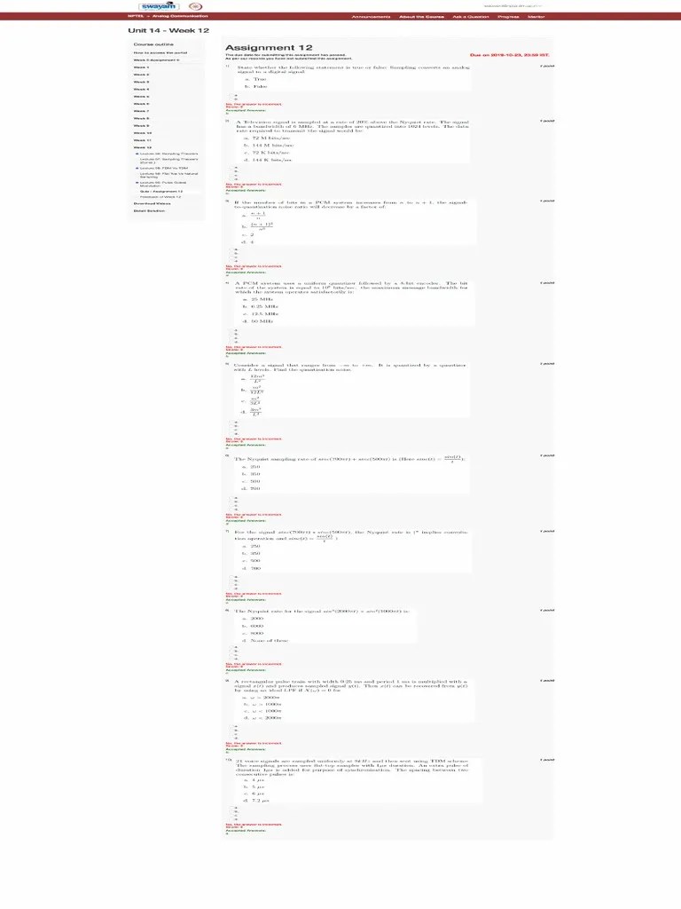 Week - 10 - Assignment - 10 - Analog Communication | PDF