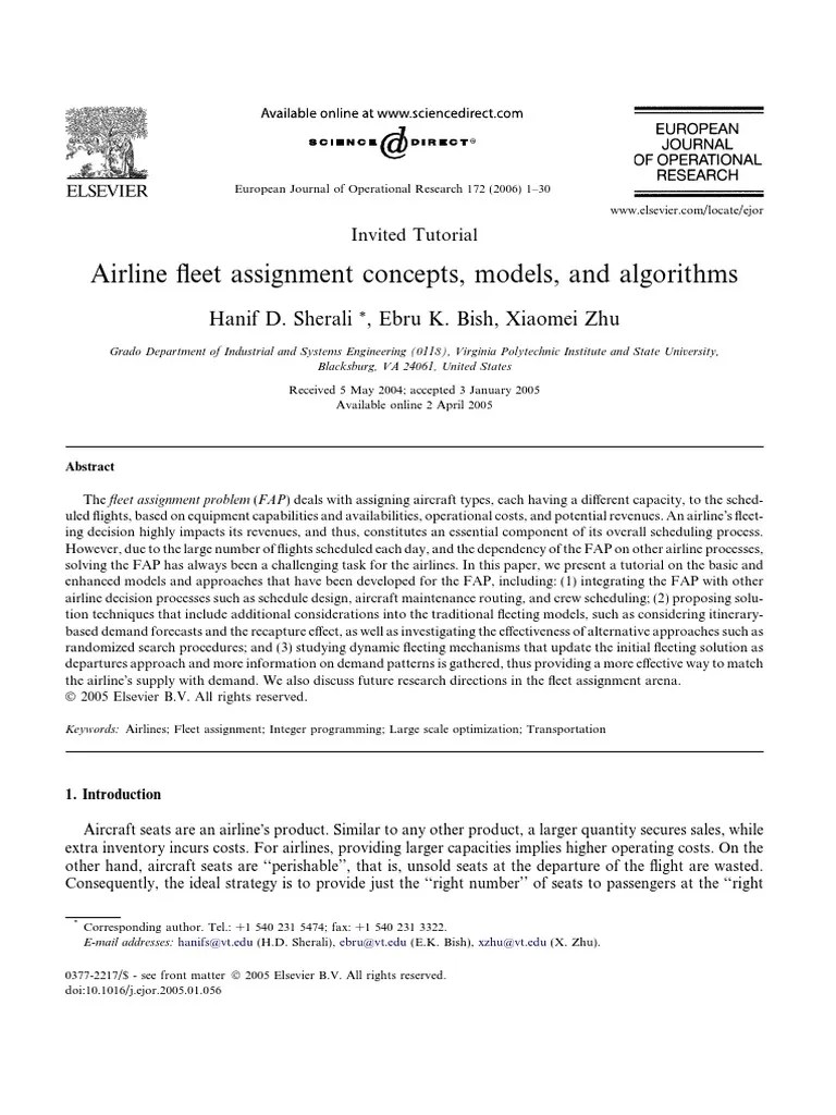 Airline Fleet Assignment Concepts Models | PDF | Airlines | Mathematical Optimization