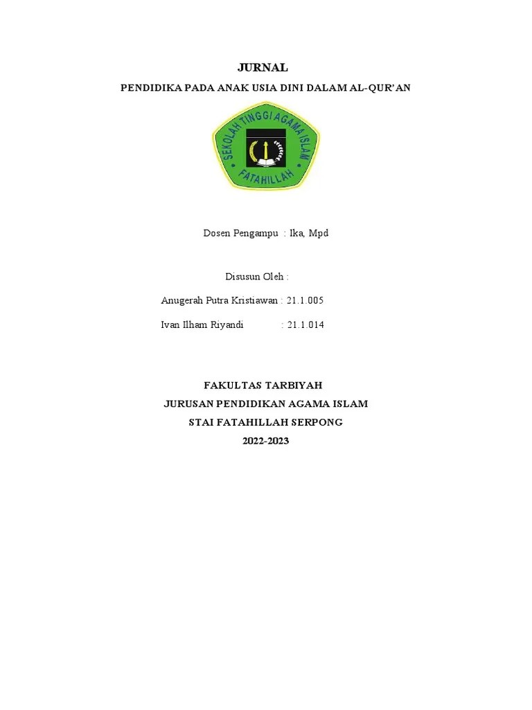 Pendidikan Anak Usia Dini Dalam Al-Qur'An | PDF
