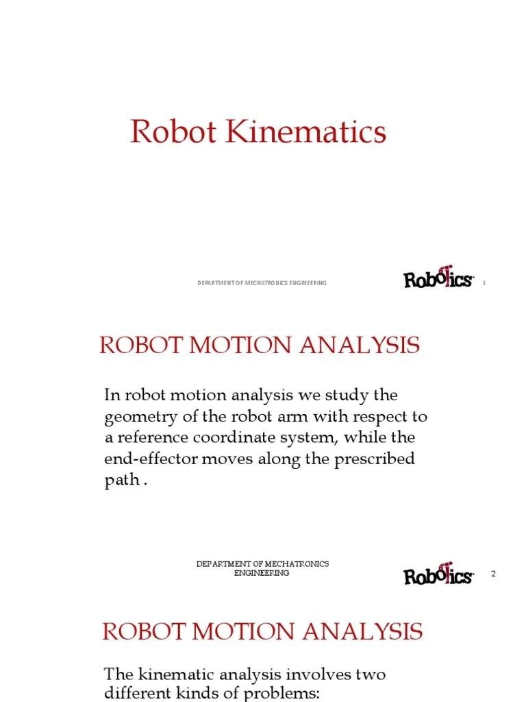 Robot Kinematics LECTURE 2 | PDF | Kinematics | Cartesian Coordinate System
