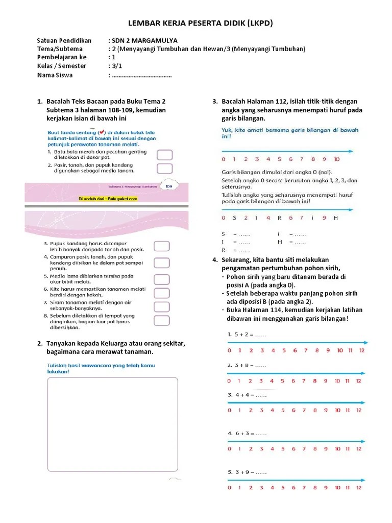 LKPD Kelas 3 Tema 2 Subtema 3 Pembelajaran Ke 1 | PDF