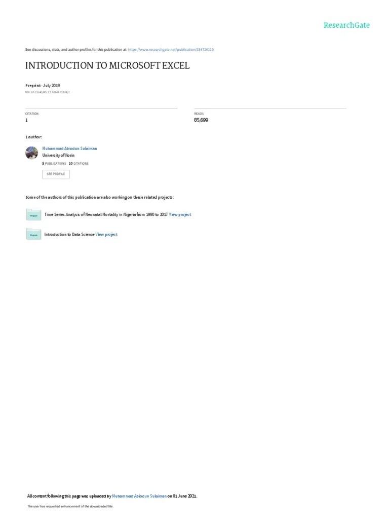 Microsoft Excel Interface | PDF