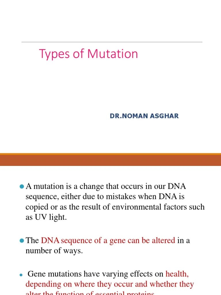 Mutation And Its Types | PDF | Mutation | Point Mutation