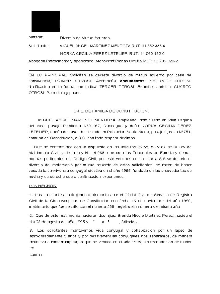 Divorcio Mutuo Acuerdo (1) | PDF
