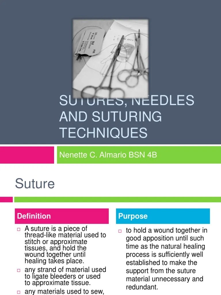 Sutures, Suture Characteristics And Suturing Techniques | PDF ...