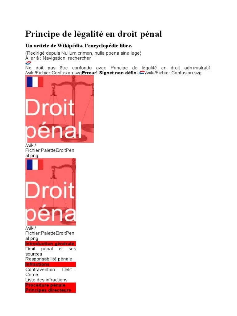 Principe De Légalité En Droit Pénal | PDF