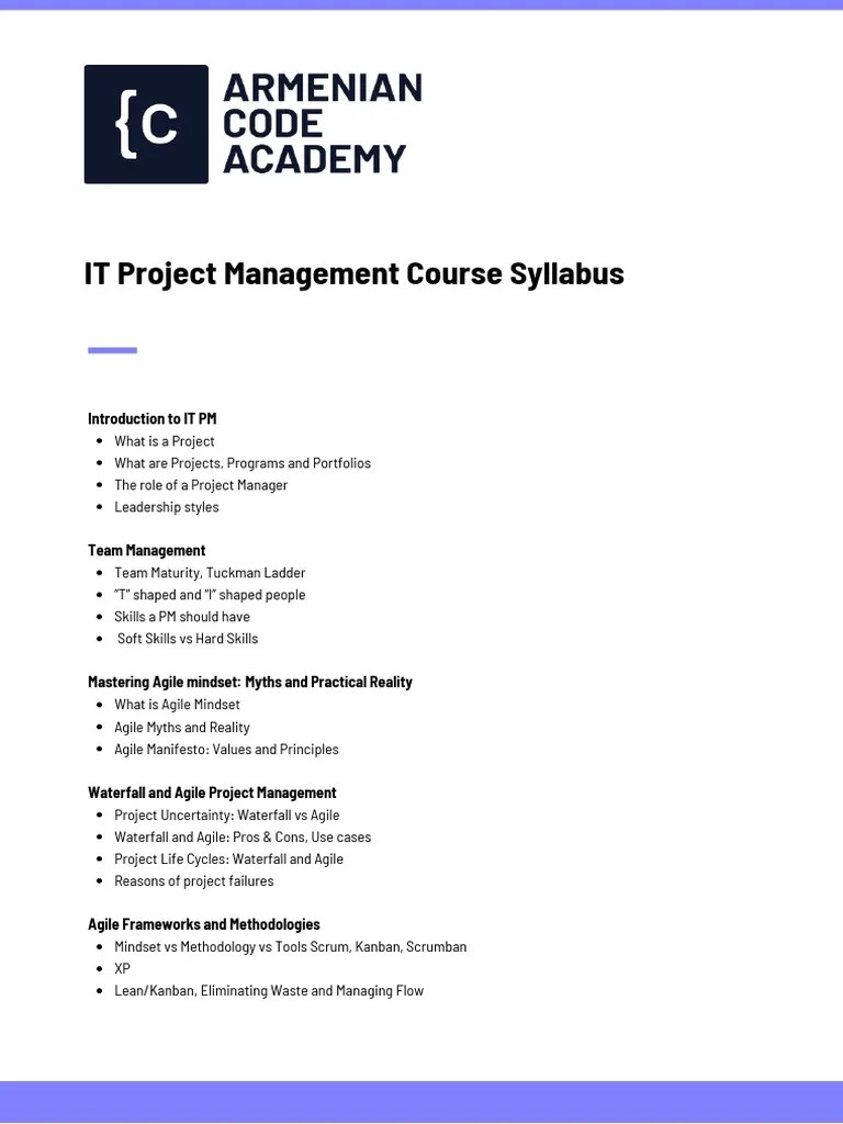 IT Project Management Course Syllabus | PDF