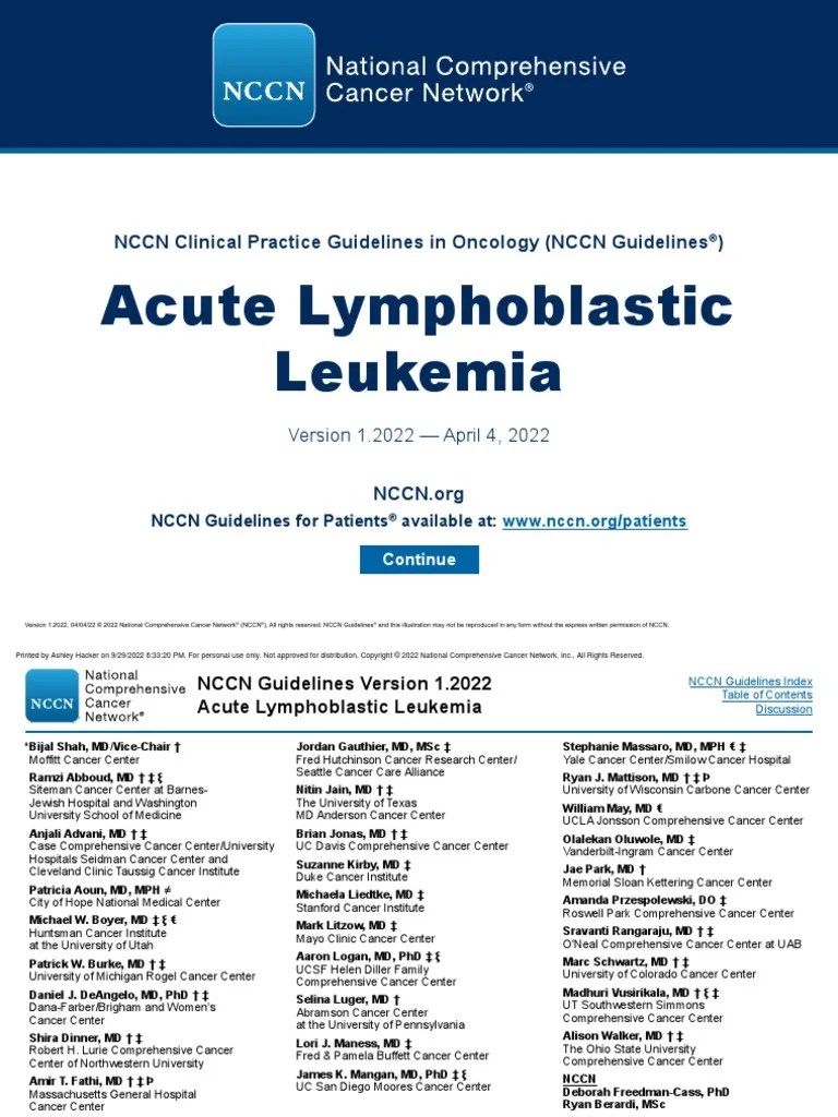ALL NCCN Guidelines | PDF | Clinical Medicine | Cancer