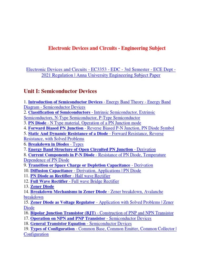 Electronic Devices And Circuits | PDF | Amplifier | Bipolar Junction Transistor