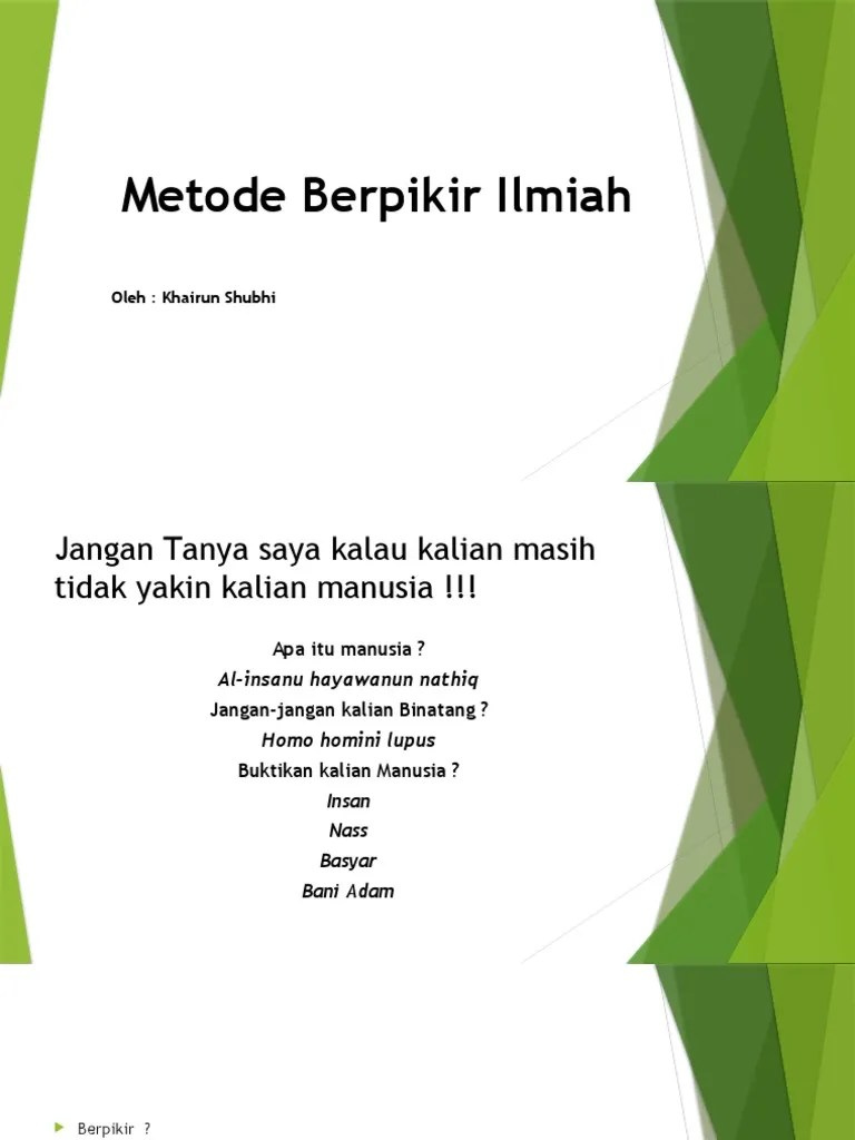 Metode Berpikir Ilmiah V2 Pdf Filsafat Pengembangan Diri
