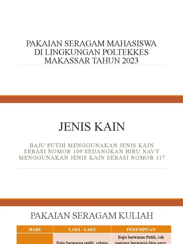 Panduan Seragam Poltekkes Kemenkes Makassar 2023 | PDF