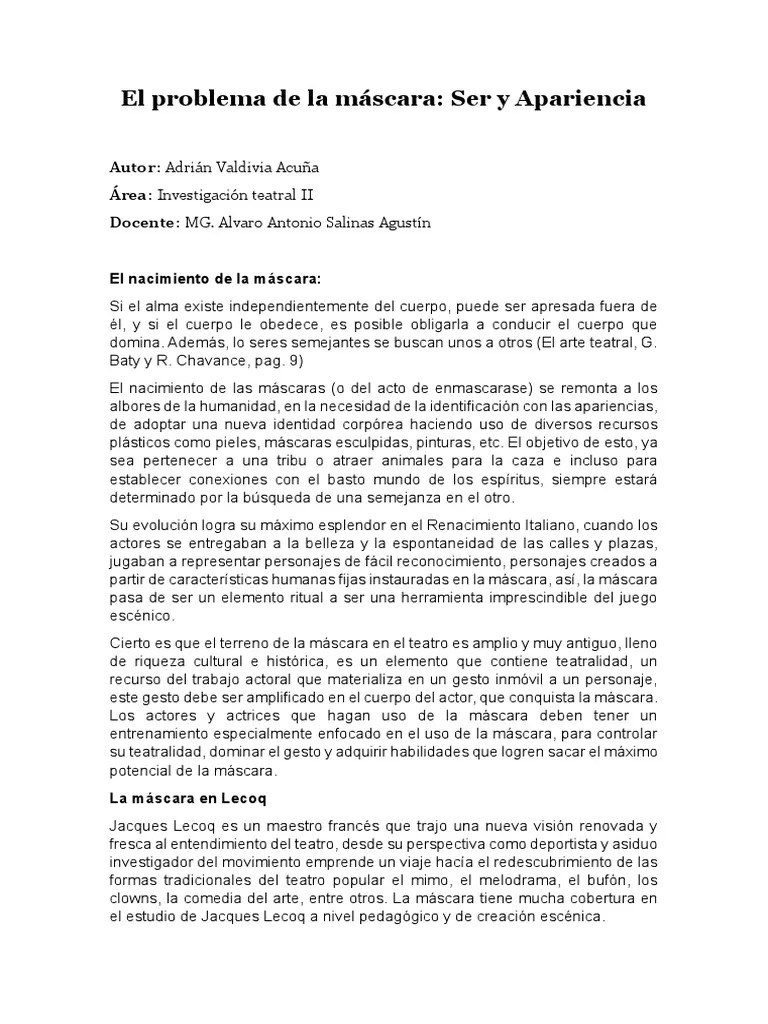 El Problema De La Máscara | PDF | Esencia | Teatro