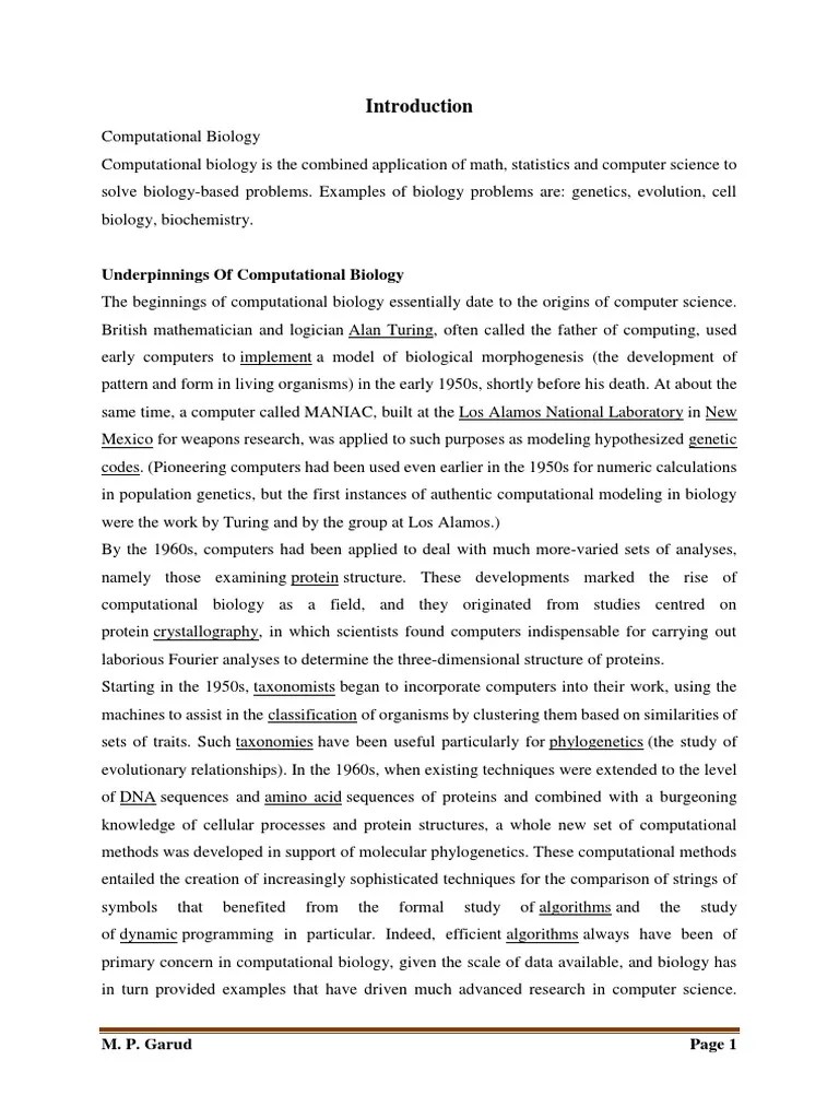 Computational Biology Notes | PDF